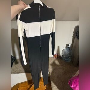 Black and White Long Sleeve Jumpsuit